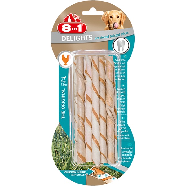 8in1 Delights Pro Dental Twisted Sticks XS