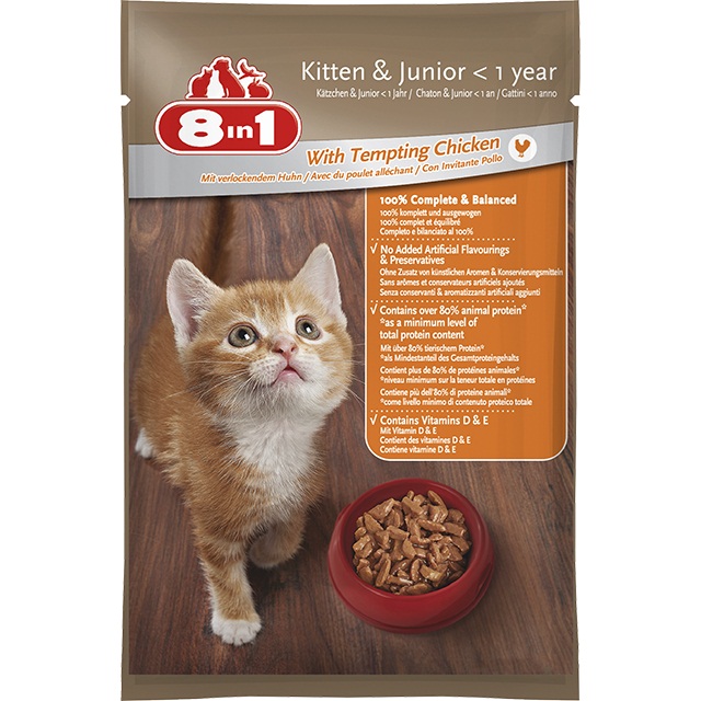 8in1 Cat Kitten & Junior csirkével