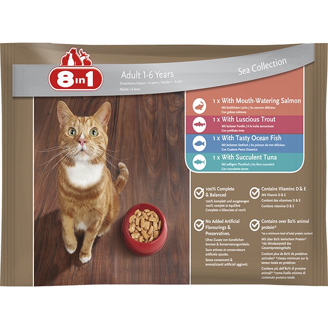 8in1 Cat Adult Halas válogatás 4x100 g