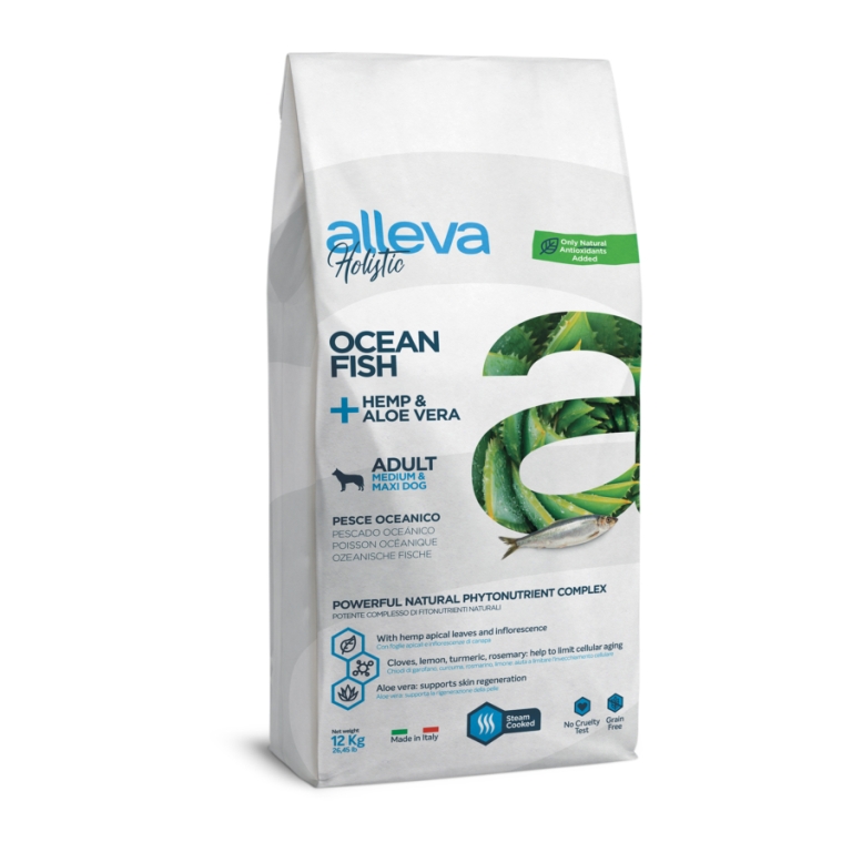 Alleva Holistic Adult Medium & Maxi Ocean Fish + Hemp & Aloe Vera 12 kg