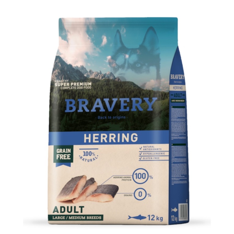 Bravery Grain Free Adult Large/Medium Herring 12 kg