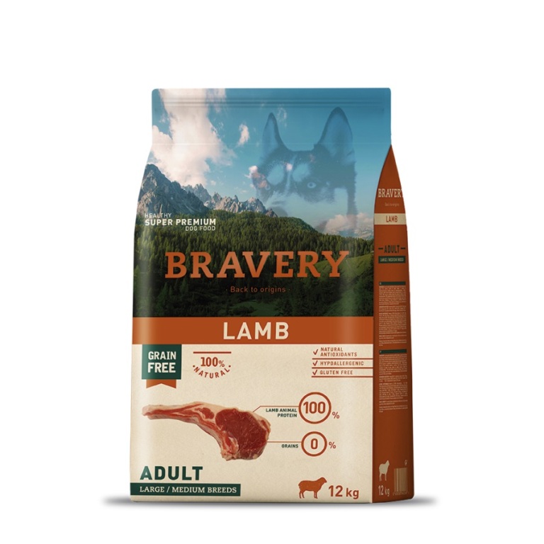 Bravery Grain Free Adult Large/Medium Lamb 12 kg