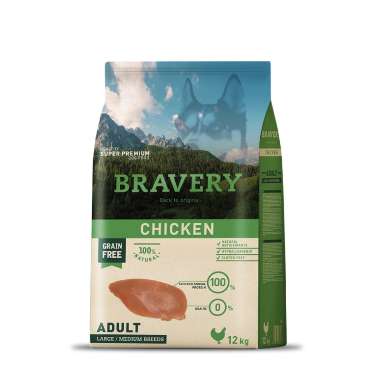 Bravery Grain Free Adult Large/Medium Chicken 12 kg