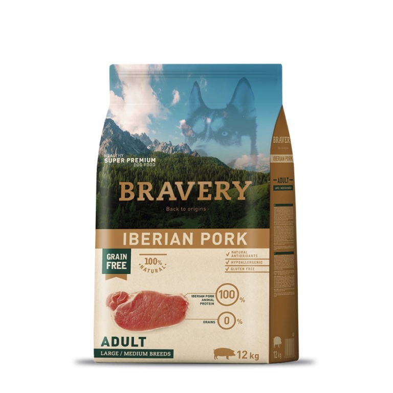 Bravery Grain Free Adult Large/Medium Iberian Pork 12 kg