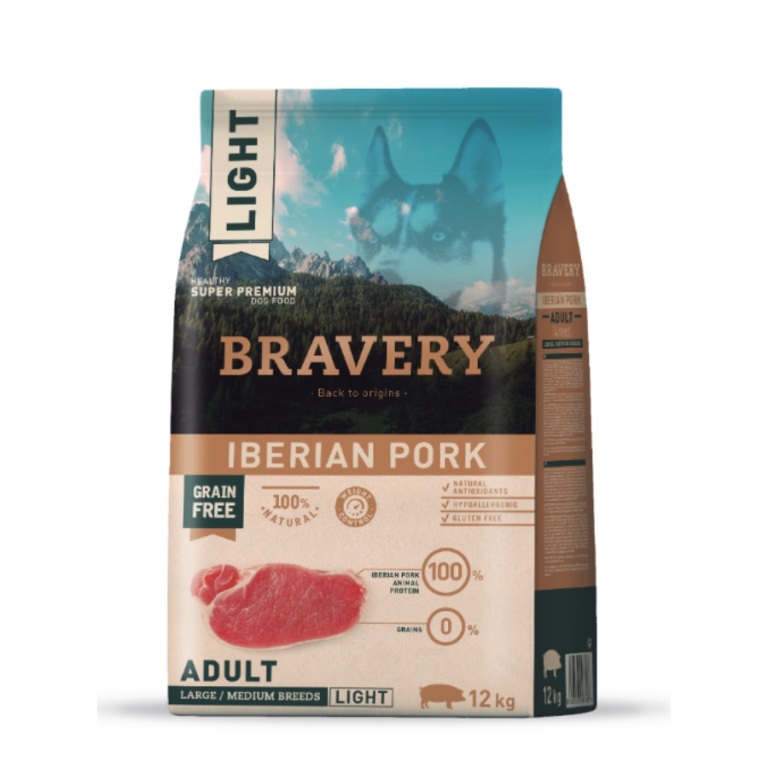 Bravery Grain Free Adult Large/Medium Light Iberian Pork 12 kg