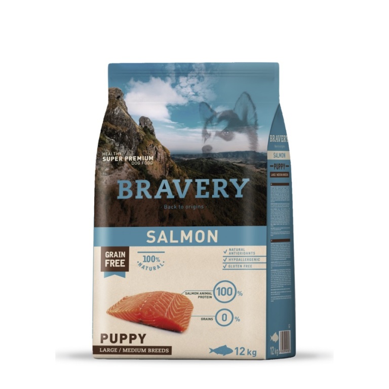 Bravery Grain Free Puppy Large/Medium Salmon 12 kg