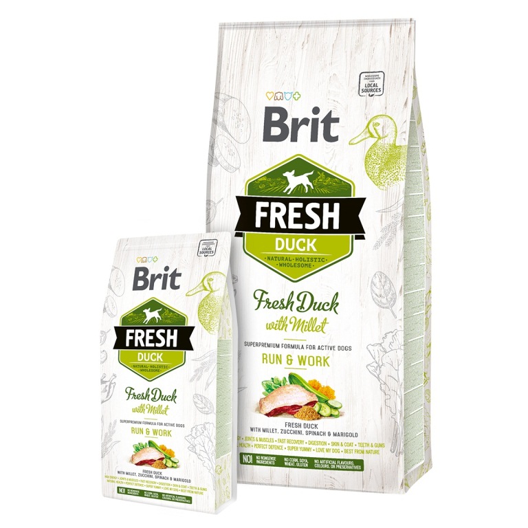 Brit Fresh Duck with Millet Adult Run & Work - kacsa és köles 2,5 kg