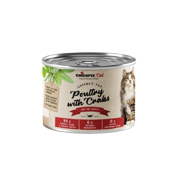 Chicopee Cat Adult Gourmet Pot Poultry & Crabs (szárnyas és rák) 195 g