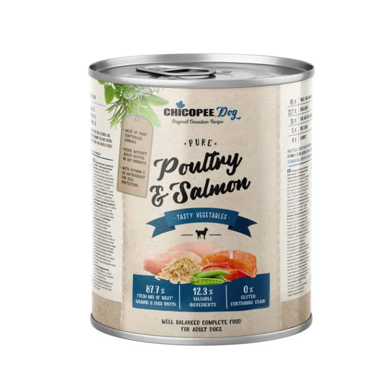 Chicopee Dog Adult Pure Poultry & Salmon (szárnyas és lazacfilé) 800 g