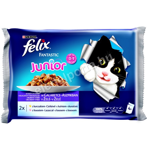 Felix Fantastic Junior - Csirke és Lazac aszpikban 4 x 85 g