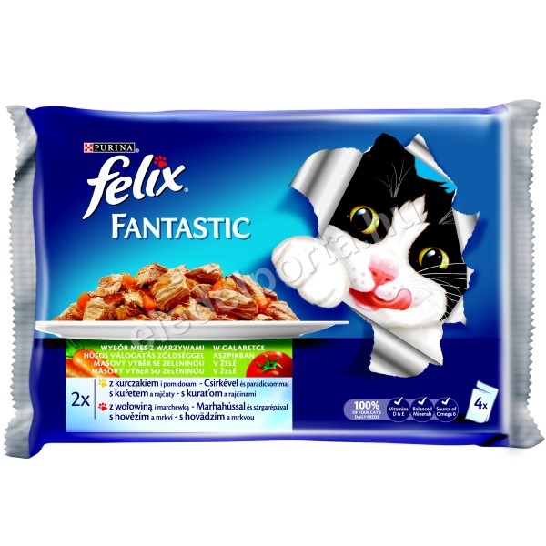 Felix Fantastic - Csirke és Marha Zöldségekkel aszpikban 4 x 85 g