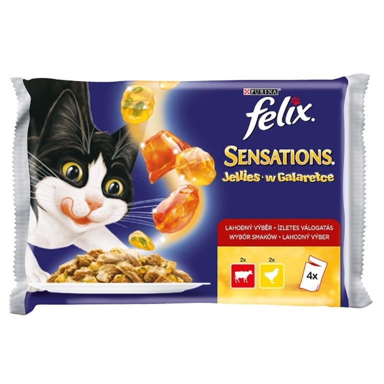 Felix Sensations - Ízletes válogatás zselében (Marha és Csirke)  4 x 85 g
