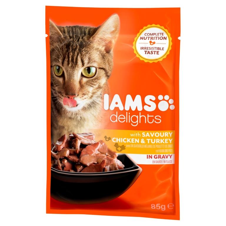 IAMS Delights Csirkehús és Pulykahús szószban 85 g