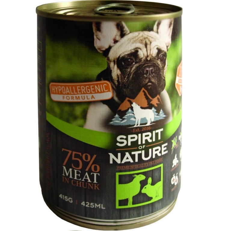 Spirit of Nature Dog  Bárányhússal és nyúlhússal 415 g