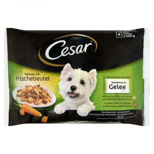 Cesar Selection Csirke-Marha zöldségekkel zselében 4x100 g