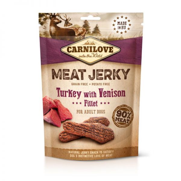 Carnilove Jerky Snack Turkey with Venison Fillet – pulyka szarvas filével 100 g