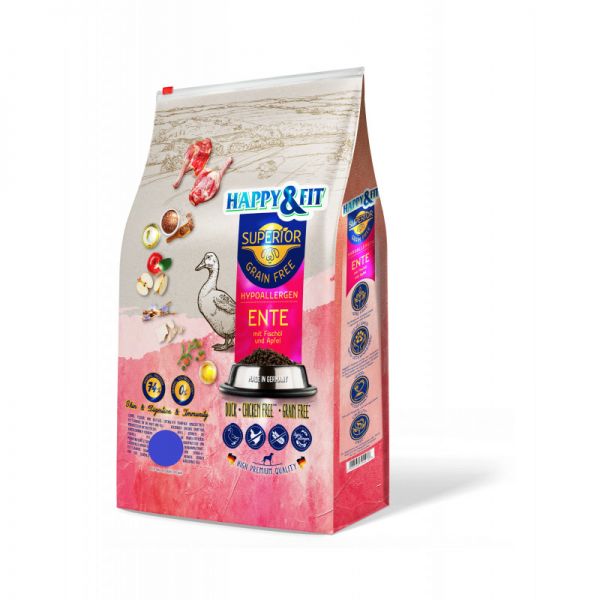 Happy&Fit Superior Grain Free Hypo kacsa, halolaj és alma 2,5 kg