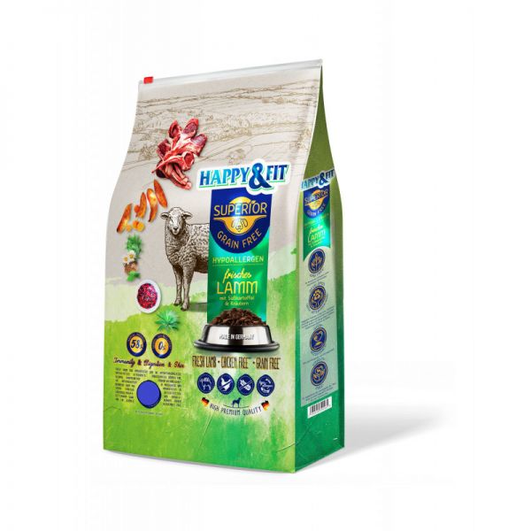 Happy&Fit Superior Grain Free Hypo friss bárány, édesburgonya és gyógynövények 2,5 kg