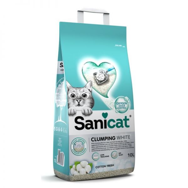 Sanicat Clumping White Cotton fresh csomósodó macskaalom 10 L