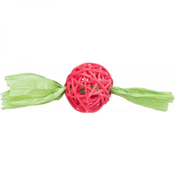 Trixie Rattan labda  papír szalaggal 4x13 cm
