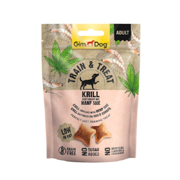 GimDog Train & Treat Krill and Hanfsaat snack   125 g