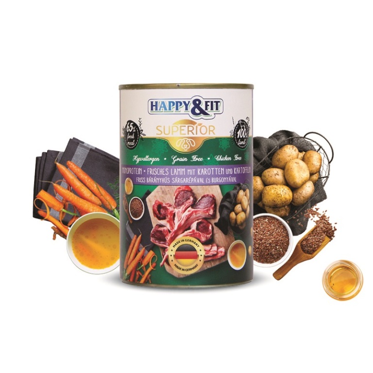 Happy&Fit Superior Frisches Lamm mit Karotten (bárány és sárgarépa) 400 g