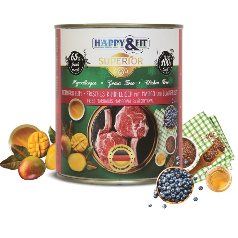 Happy&Fit Superior Frisches Rindfleisch mit Mango (marha és mangó) 800 g