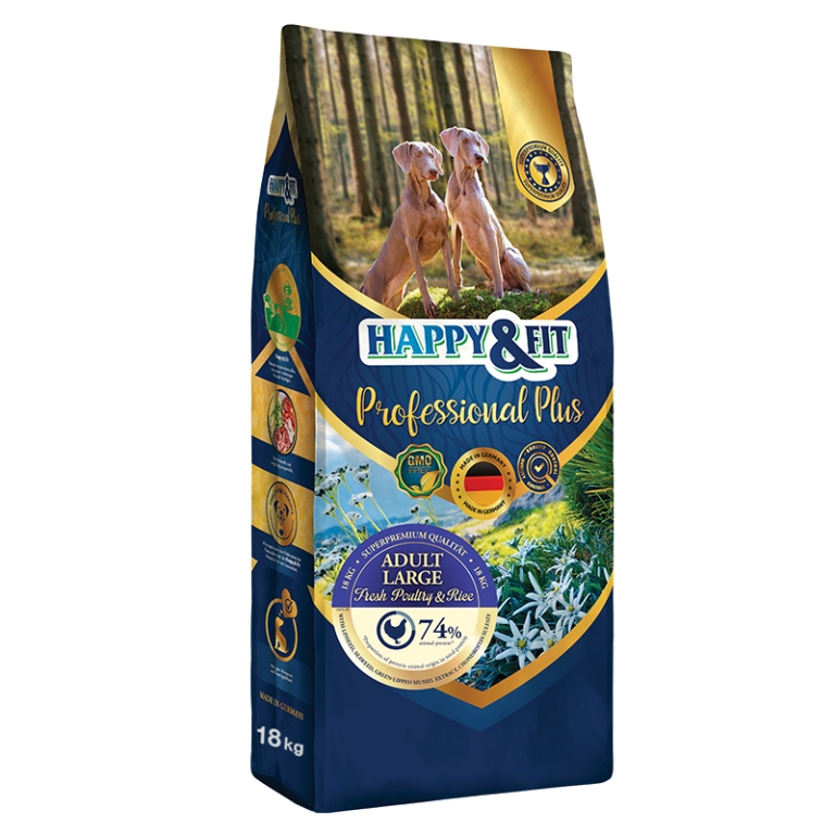 Happy&Fit Professional Plus Adult Large Fresh Poultry&Rice 18 kg