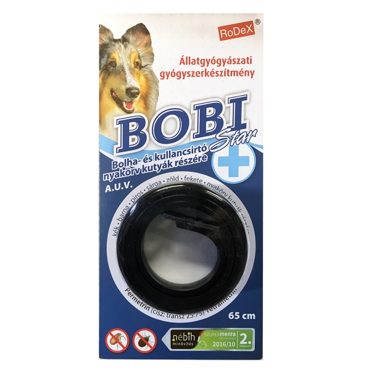 Bobi Bolha és kullancsirtó nyakörv - fekete (65 cm)
