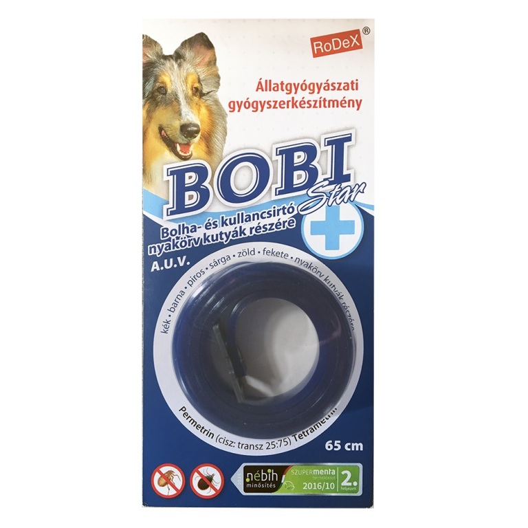 Bobi Bolha és kullancsirtó nyakörv - kék (65 cm)