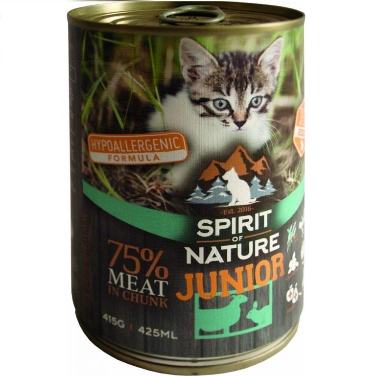 Spirit of Nature Junior Cat Bárányhússal és nyúlhússal 415 g