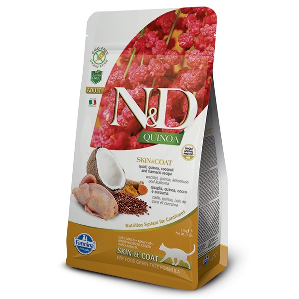 N&D Cat Adult QUINOA Skin & Coat - fürj 300 g