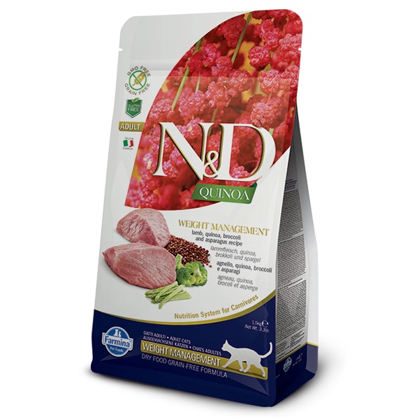 N&D Cat Adult QUINOA Weight Management - bárány 1,5 kg