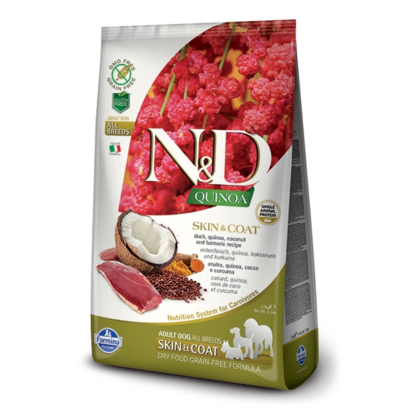 N&D QUINOA Dog Adult Medium/Maxi Skin & Coat - kacsa 7 kg