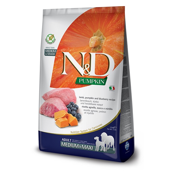 N&D PUMPKIN Dog Adult Medium&Maxi Lamb (bárány, sütőtök és áfonya) 2x12 kg