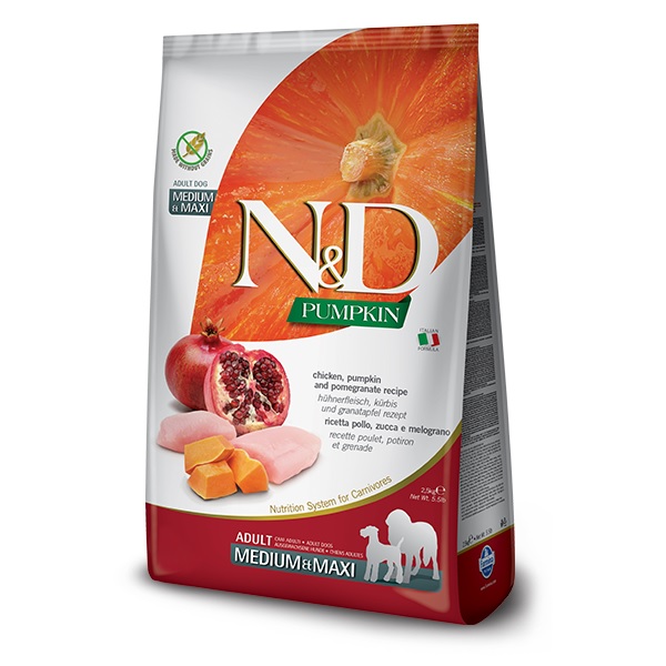N&D PUMPKIN Dog Adult Medium&Maxi Chicken (csirke, sütőtök és gránátalma) 2,5 kg
