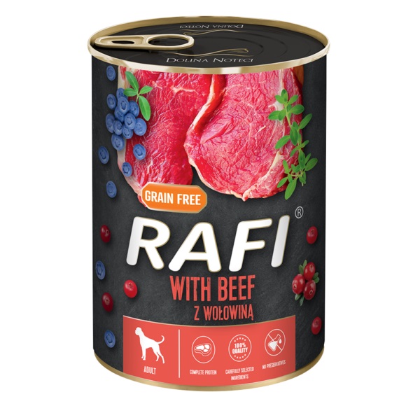 RAFI Grain Free Paté Marhával, Kék - és Vörösáfonyával 800 g