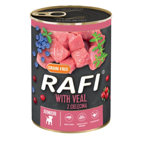 RAFI Grain Free Paté Junior Borjúval, Kék - és Vörösáfonyával 400 g