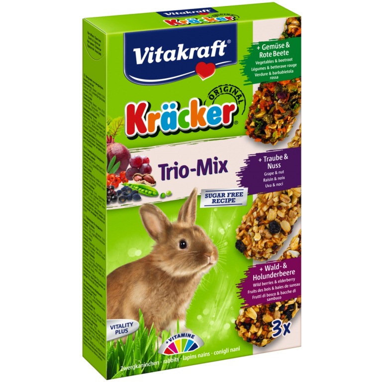 Vitakraft Kracker Trio-Mix - zöldség, mogyoró, erdei gyümölcs nyúlnak (3 db)