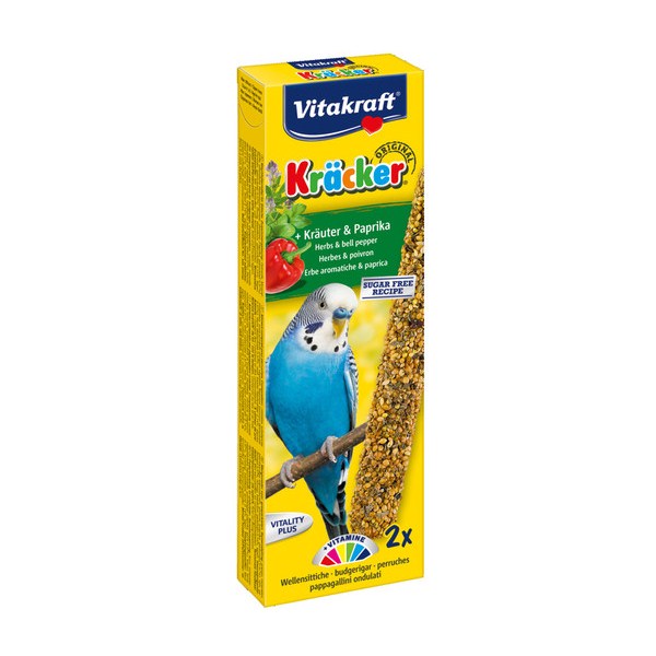 Vitakraft Kracker - gyógynövények és piros paprika hullámos papagájnak (2 db)