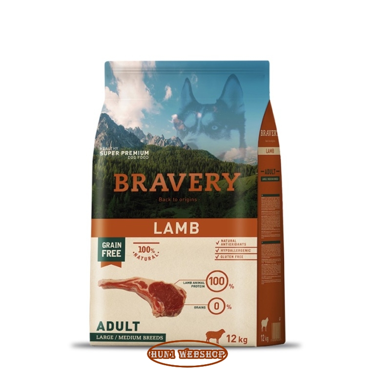 Bravery Grain Free Adult Large/Medium Lamb 12 kg