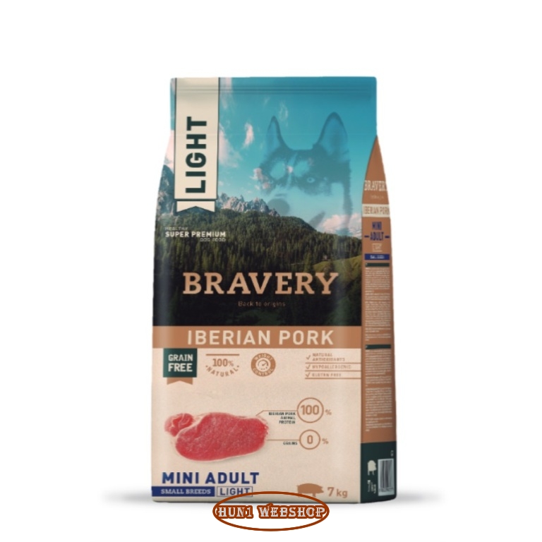 Bravery Grain Free Adult Mini Light Iberian Pork 7 kg