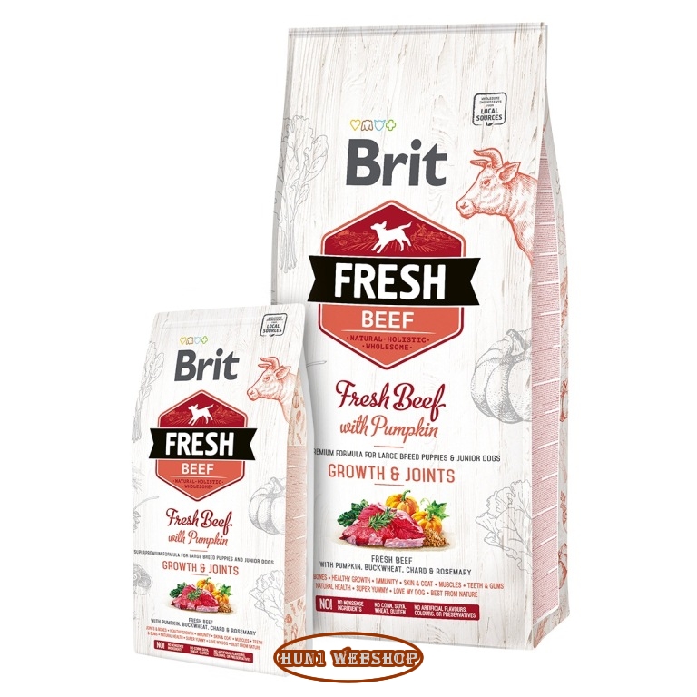 Brit Fresh Beef with Pumpkin Puppy Large Bones & Joints - marha és sütőtök 12 kg