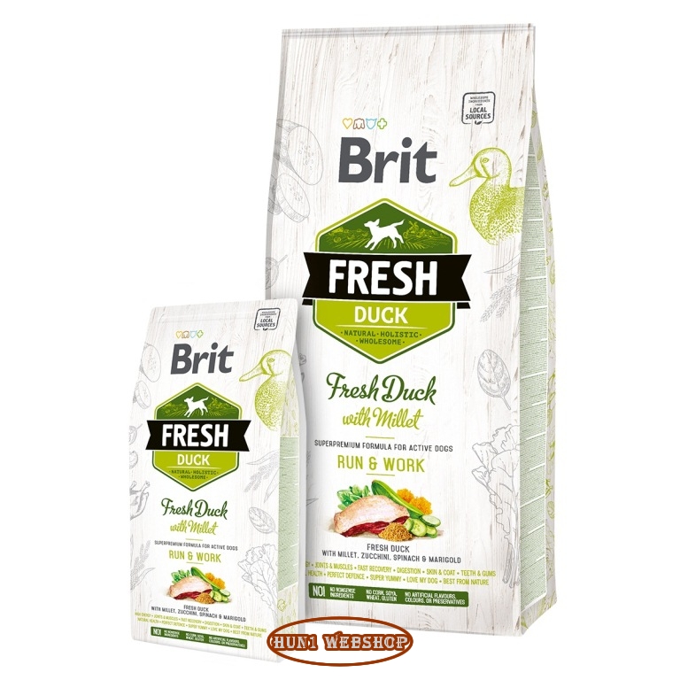 Brit Fresh Duck with Millet Adult Run & Work - kacsa és köles 2,5 kg