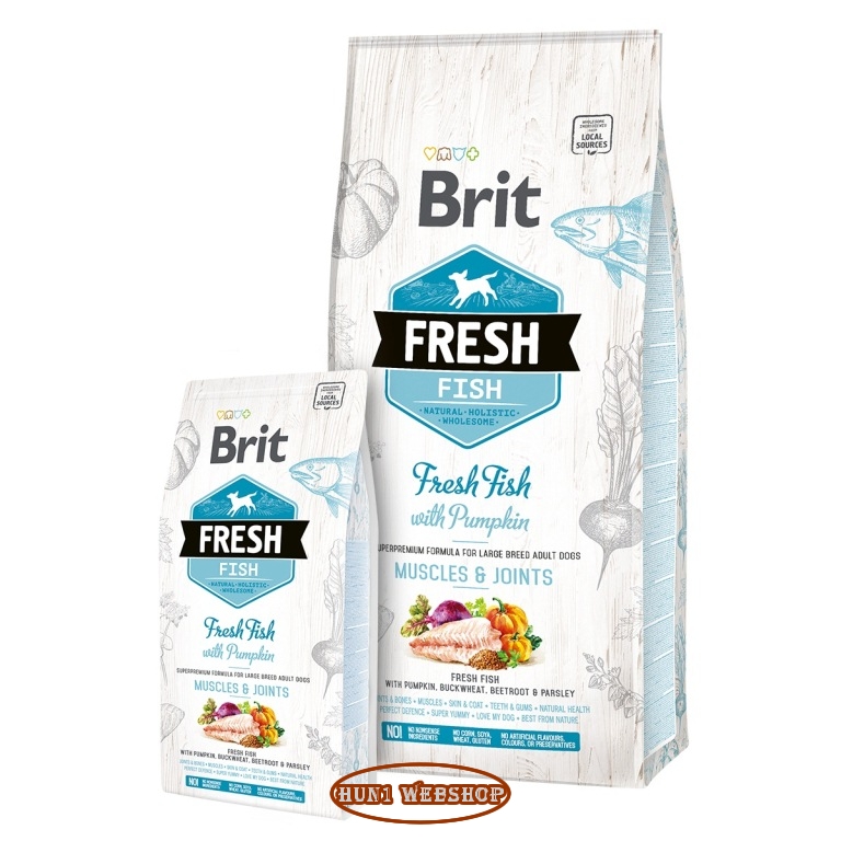 Brit Fresh Fish with Pumpkin Adult Large Muscles & Joints - hal és sütőtök 12 kg