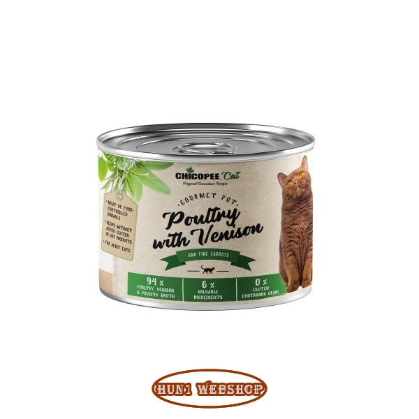 Chicopee Cat Adult Gourmet Pot Poultry & Venison (szárnyas és vad) 195 g