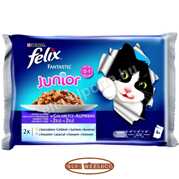 Felix Fantastic Junior - Csirke és Lazac aszpikban 4 x 85 g
