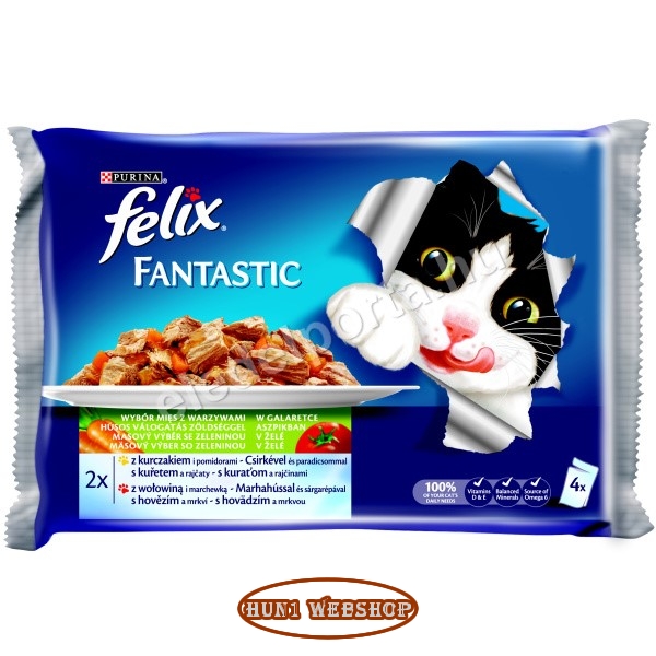 Felix Fantastic - Csirke és Marha Zöldségekkel aszpikban 4 x 85 g
