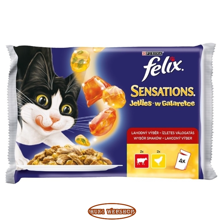 Felix Sensations - Ízletes válogatás zselében (Marha és Csirke)  4 x 85 g