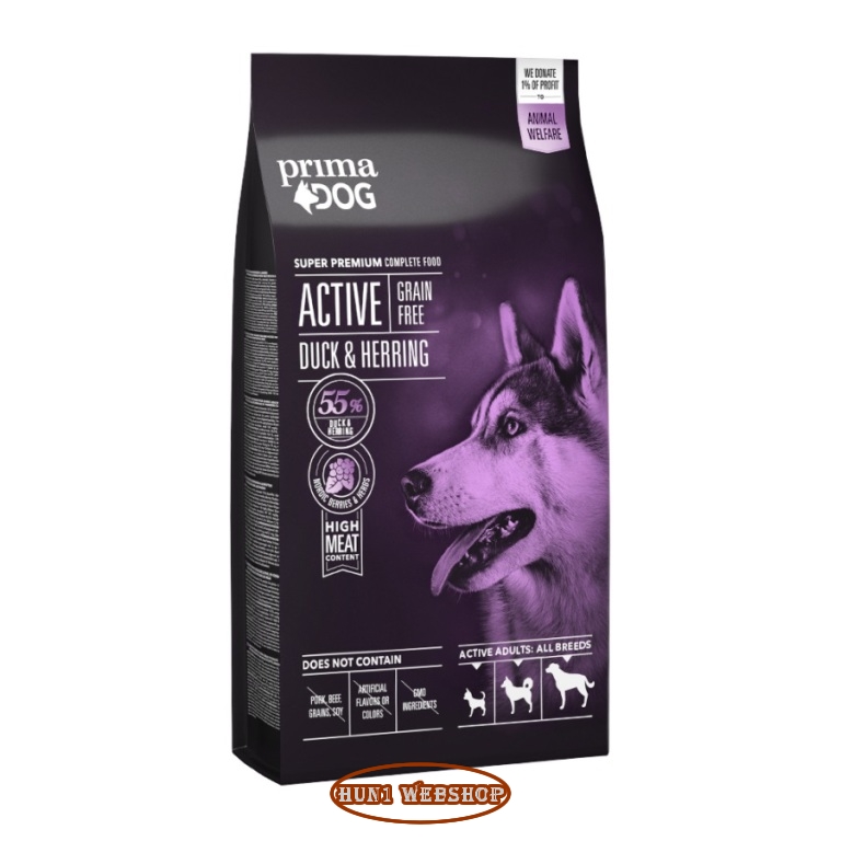 PrimaDog Grain Free Active Adult All Breeds Duck & Herring 10 kg